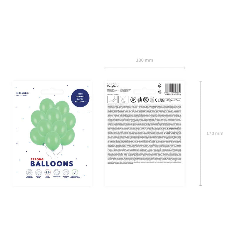 10 ballonnen - Ø 27cm - Pastelheldergroen