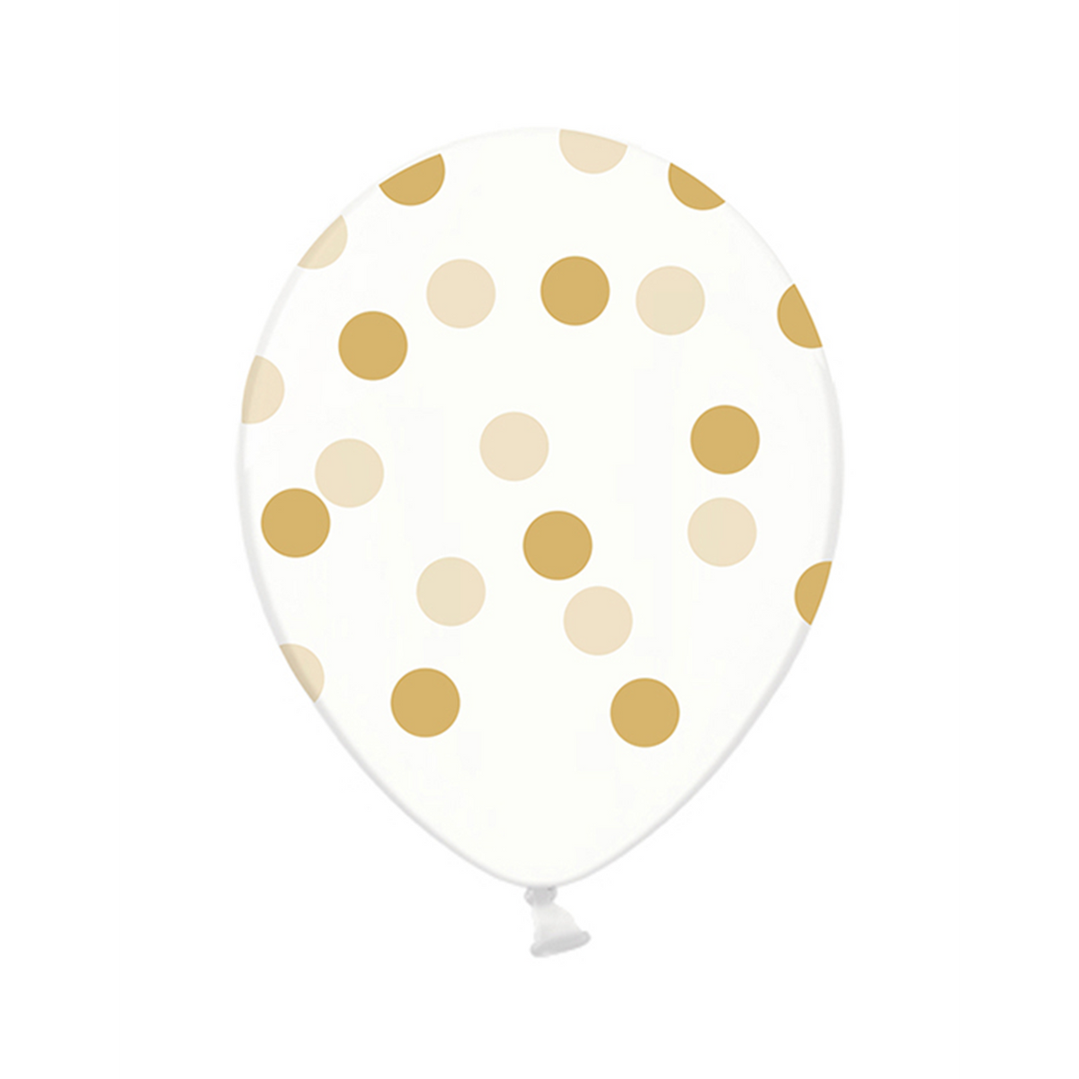6 Motivballonnen Clear - Ø 30cm - Dots - Goud