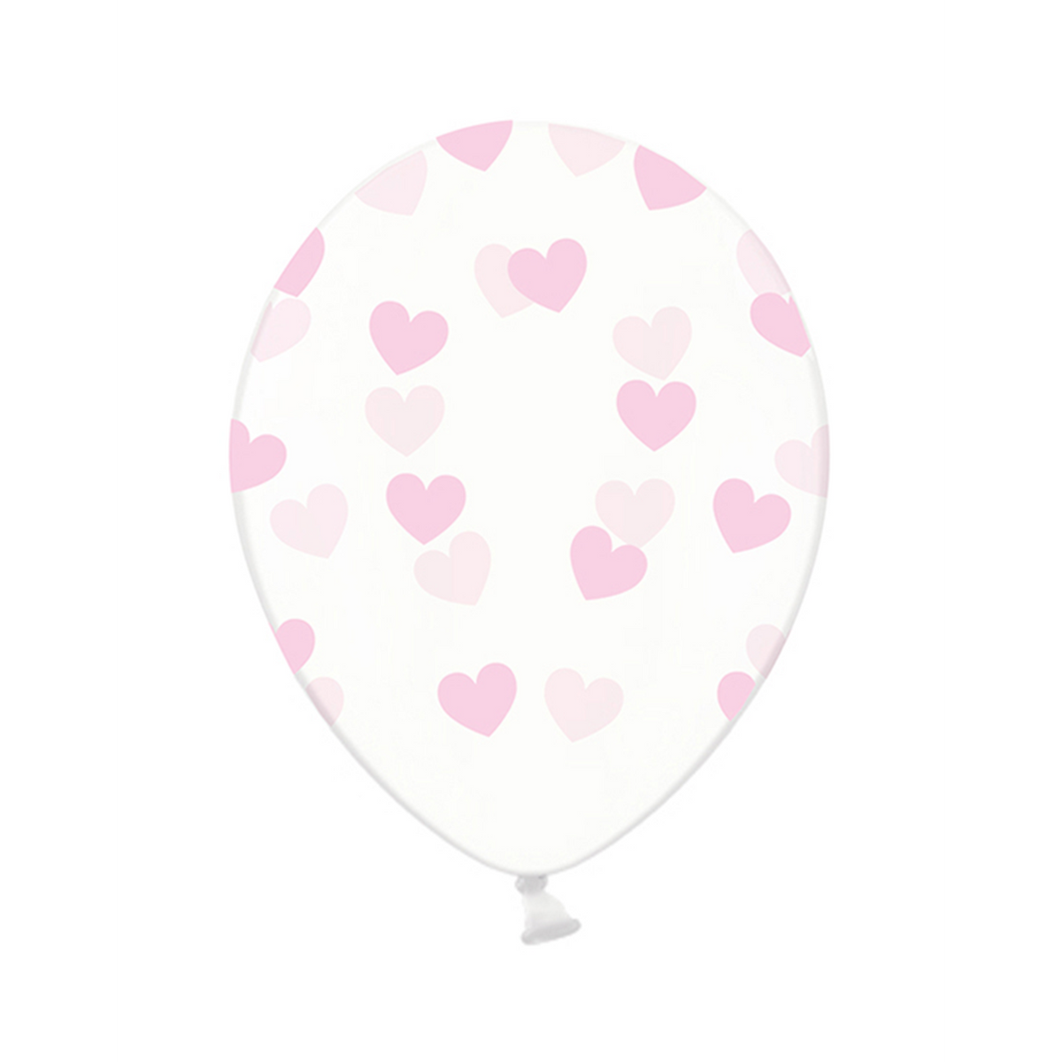 6 Motivballonnen Transparant - Ø 30cm - Harten - Roze
