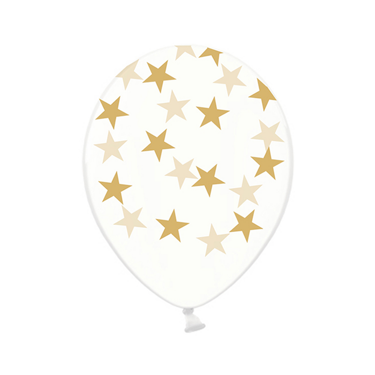 6 ballons imprimés transparents - Ø 30cm - Étoiles - Doré