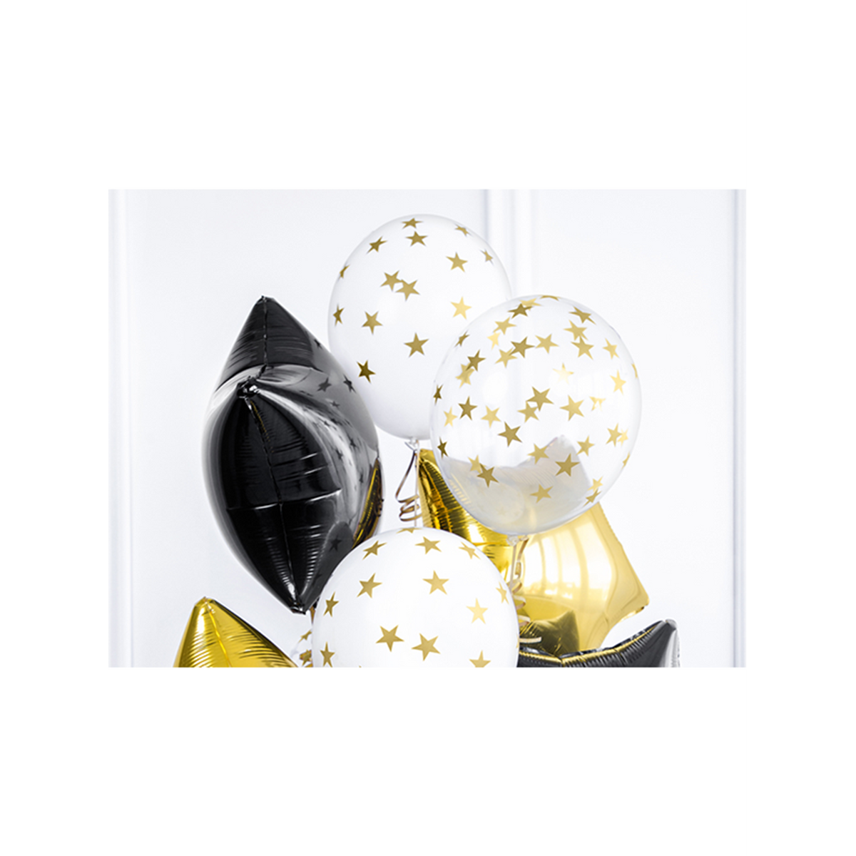 6 ballons imprimés transparents - Ø 30cm - Étoiles - Doré