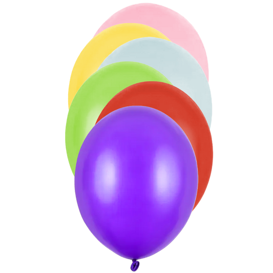10 ballons de baudruche - Ø 30cm - Métallique - Couleurs assorties