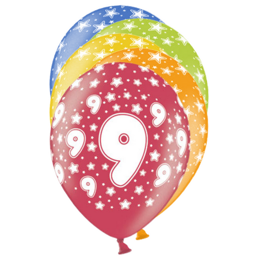 6 Ballons fantaisie - Ø 30cm - 9 Fête