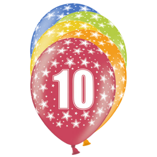 6 Ballons imprimés - Ø 30cm - 10 Celebration