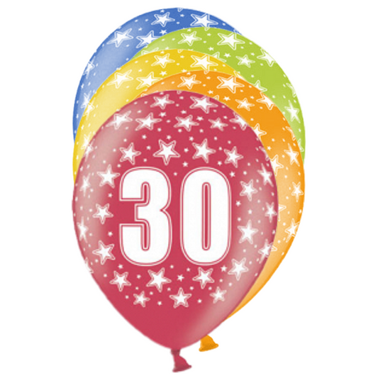 6 ballons à motifs - Ø 30cm - 30 Celebration
