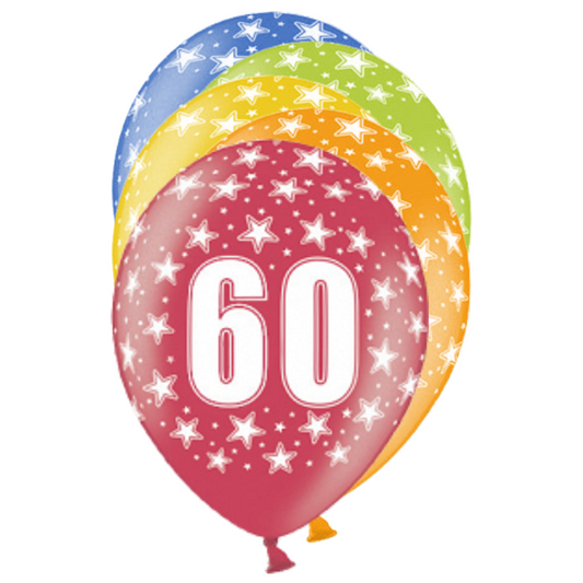 6 Ballons à motifs - Ø 30cm - 60 Celebration