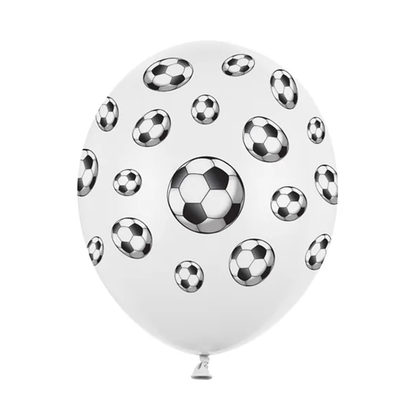 6 ballonnen - Ø 30cm - voetbal - Pastel P. Wit