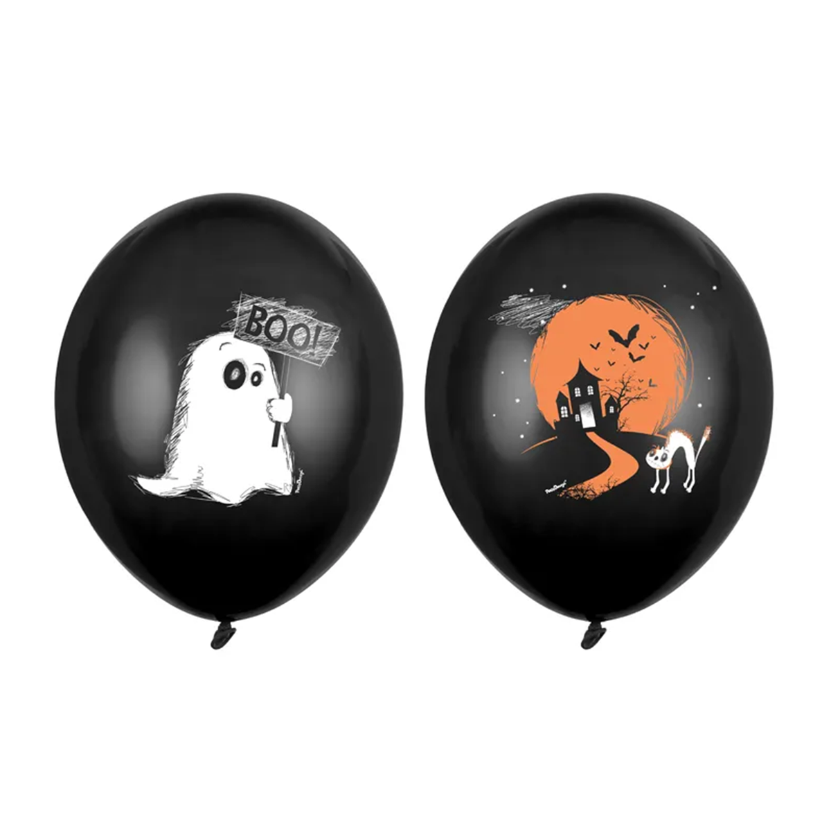 6 ballons de baudruche - Ø 30cm - Fantôme - Noir pastel