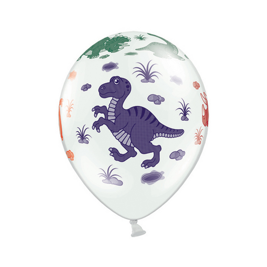 6 ballons à motifs - Ø 30cm - Dinosaures