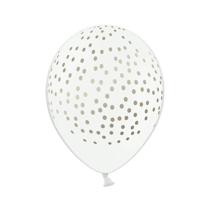 6 ballons imprimés - Ø 30cm - À pois - Blanc & Or