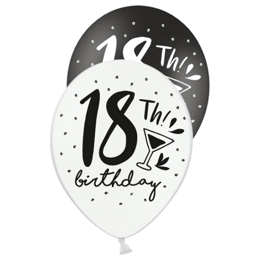 6 Motivballons - Ø 30cm - 18e Verjaardag