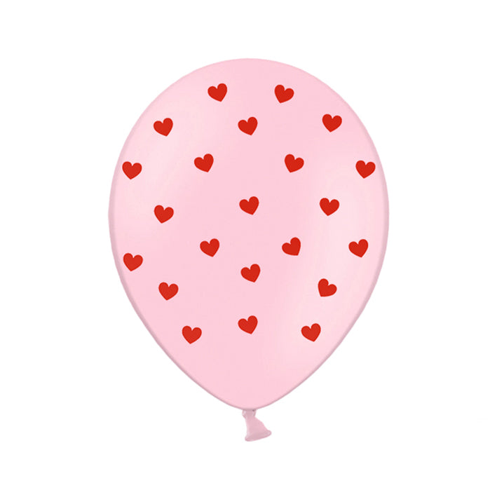 6 ballons à motifs - Ø 30cm - Cœur rose