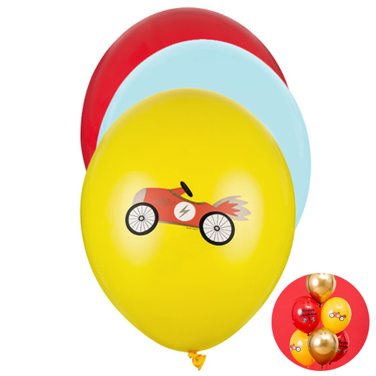 6 Ballons à motifs - Ø 30cm - SET - 1er Anniversaire Course