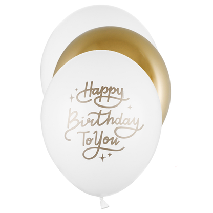 6 Ballons à motifs - Ø 30cm - SET - Happy Birthday To You