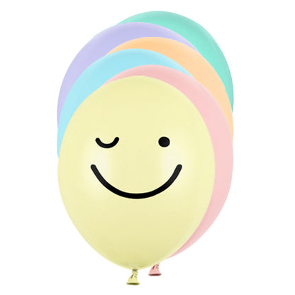 6 ballons à motifs - Ø 30cm - Happy Faces