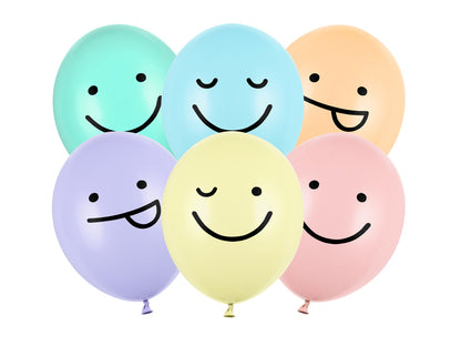 6 ballons à motifs - Ø 30cm - Happy Faces