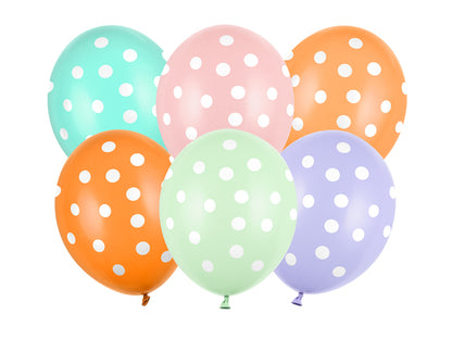 6 ballons à motifs - Ø 30cm - Dots - Mix