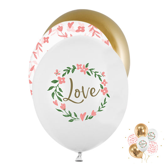 6 ballons à motifs - Ø 30cm - Love Flowers