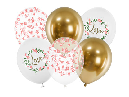 6 ballons à motifs - Ø 30cm - Love Flowers