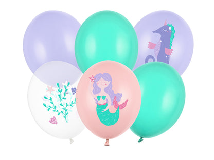 6 ballons à motifs - Ø 30cm - Monde marin