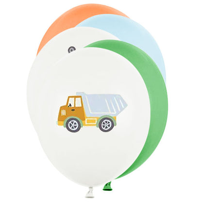 6 thema-ballonnen - Ø 30cm - Bouwvoertuigen