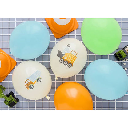 6 thema-ballonnen - Ø 30cm - Bouwvoertuigen