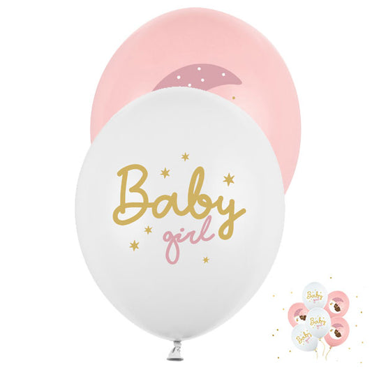 6 Ballons à motifs - Ø 30 cm - Baby girl