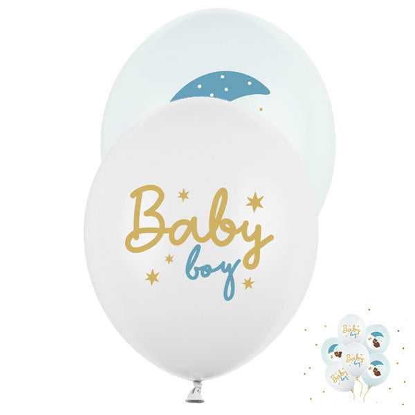 6 Ballons à motifs - Ø 30 cm - Bébé garçon