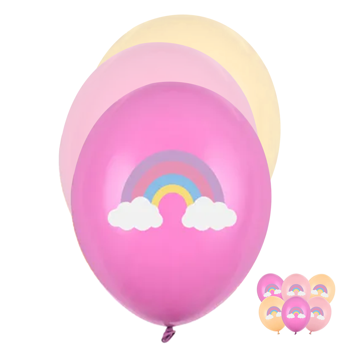 6 ballons à motifs - Ø 30cm - Rainbow