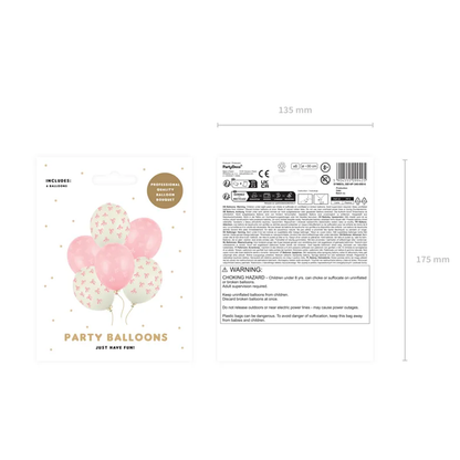 6 ballons à motifs - Ø 30 cm - nœuds - assortis