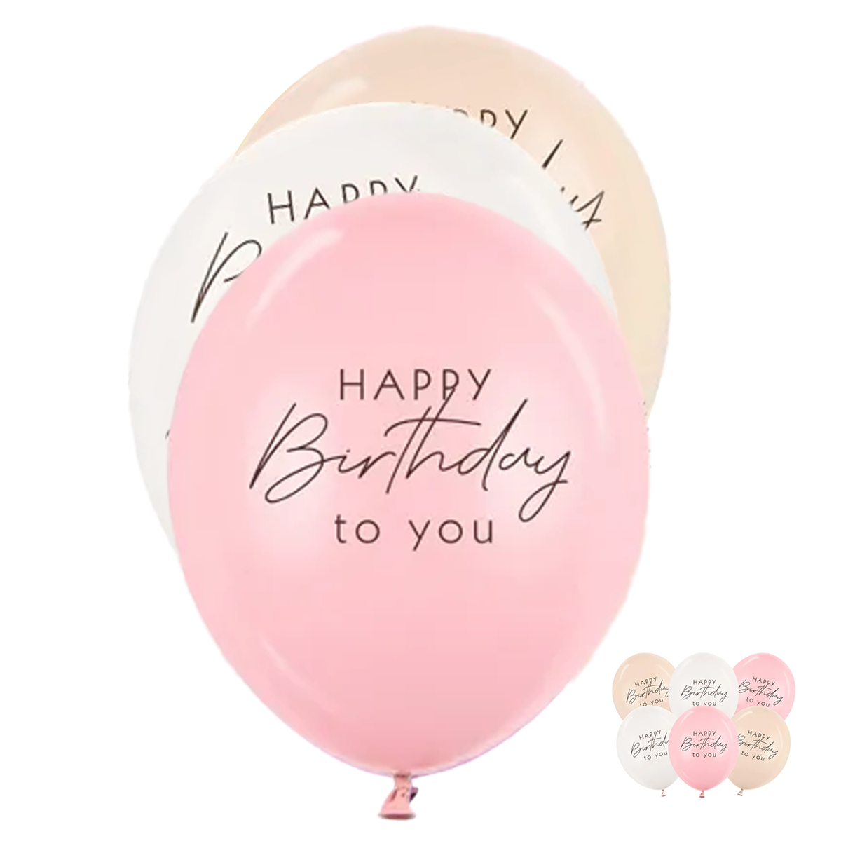 6 Motivballonnen - Ø 30 cm - Happy Birthday - Roze Mix