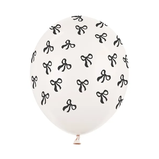 6 ballons à motifs - Ø 30 cm - Rubans - Blanc cassé pastel