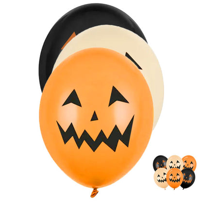 6 ballons à motifs - Ø 30 cm - Citrouilles