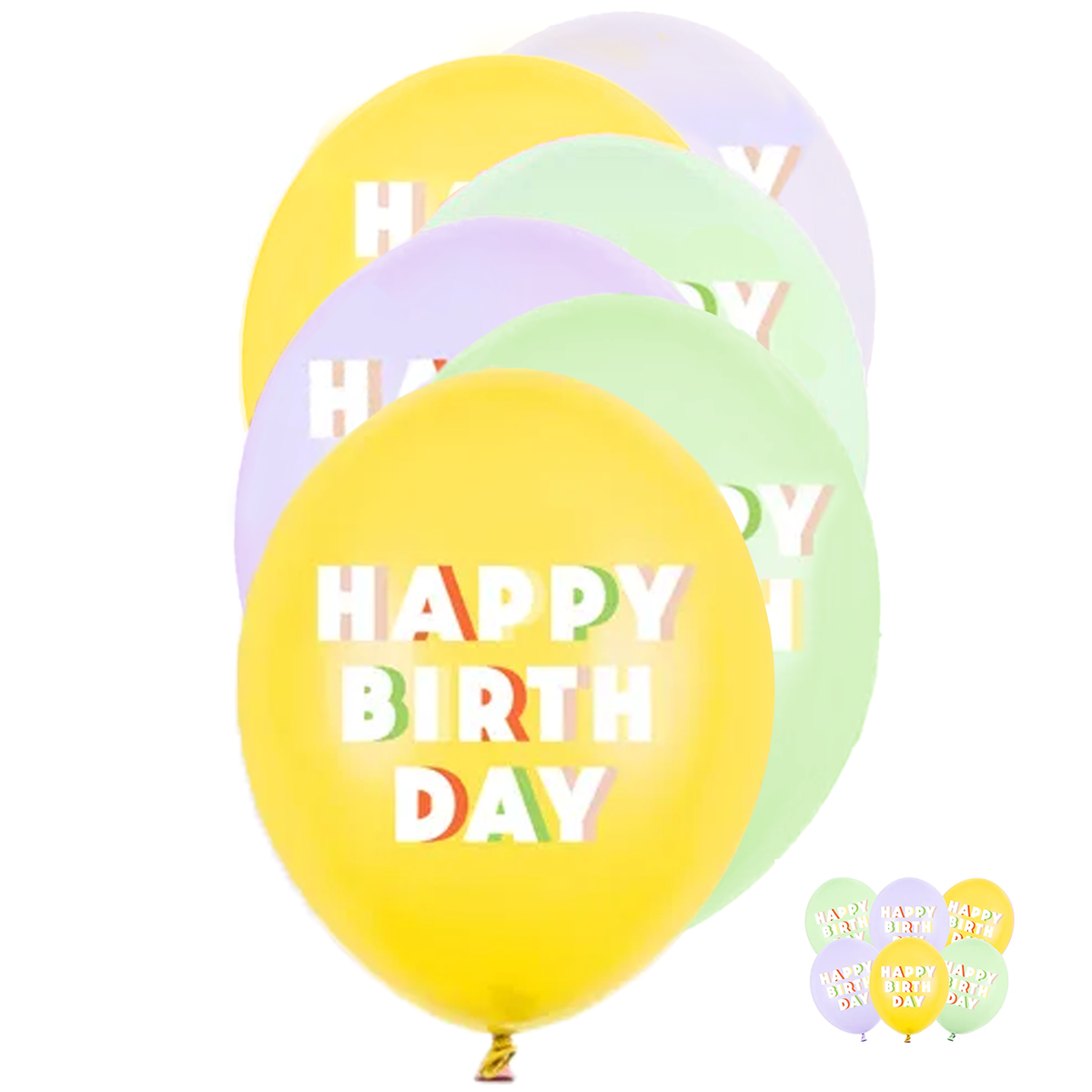 6 folieballonnen - Ø 30 cm - Happy Birthday - Mix