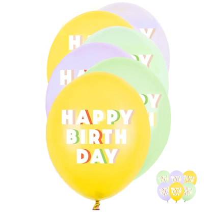 6 folieballonnen - Ø 30 cm - Happy Birthday - Mix