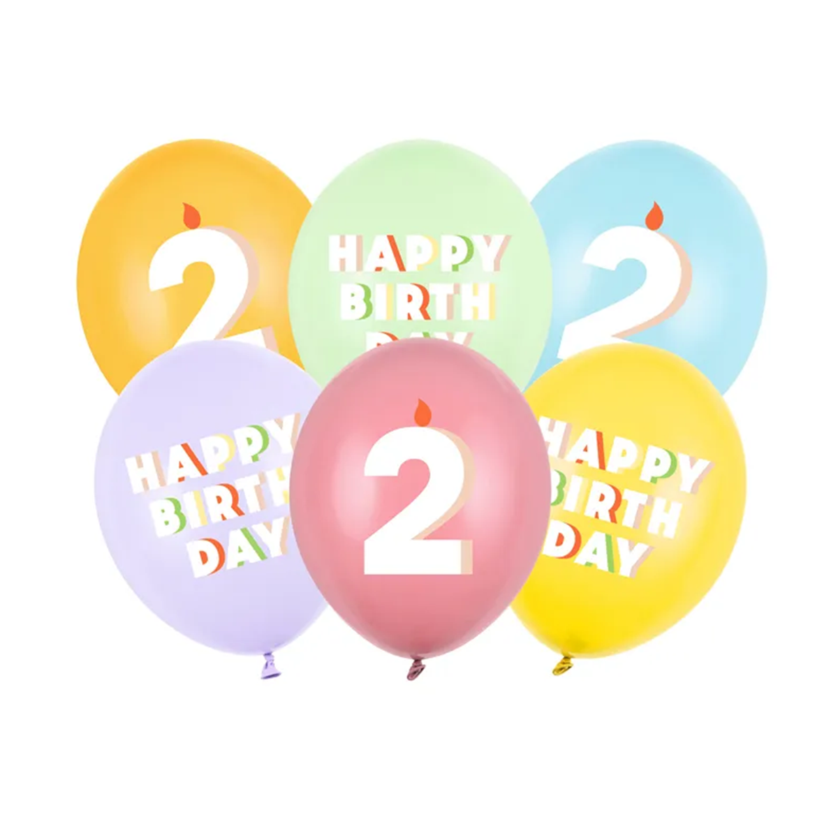 6 ballons à motifs – Ø 30 cm – Happy Birthday 2 – Assortis