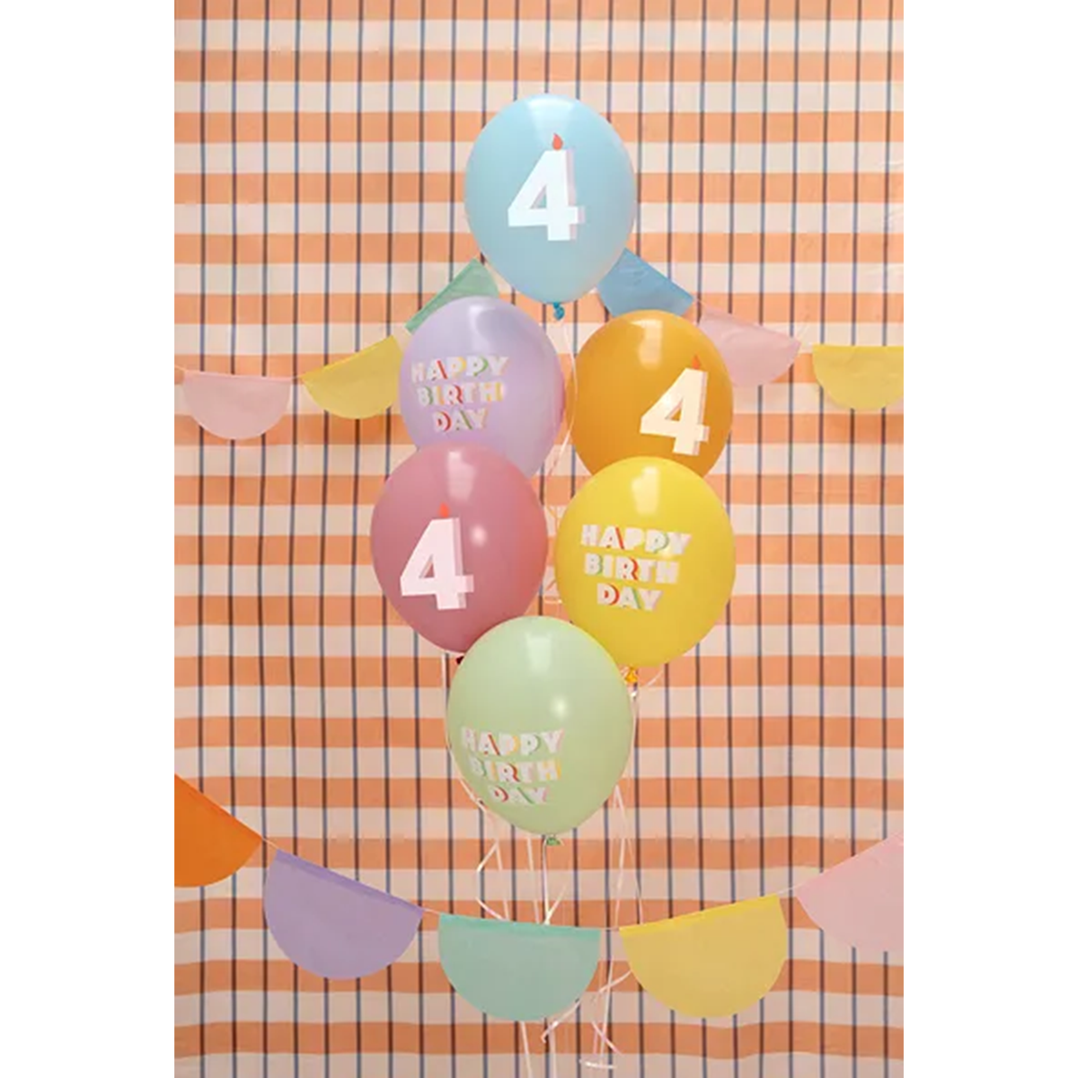 6 Motivballonnen - Ø 30 cm - Happy Birthday 4 - Mix