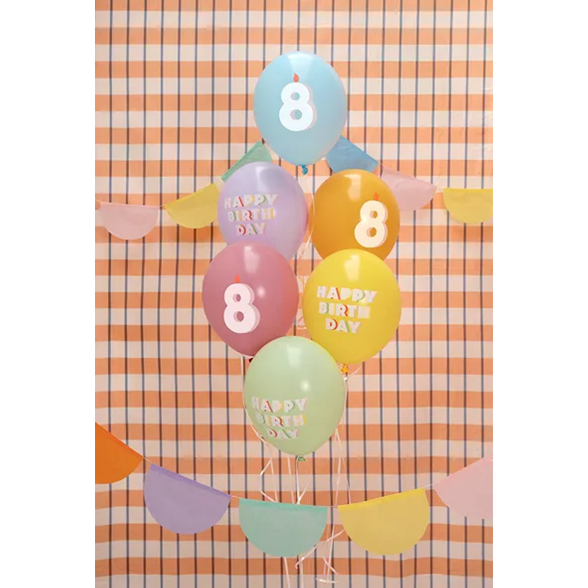 6 Folieballonnen - Ø 30 cm - Happy Birthday 8 - Mix