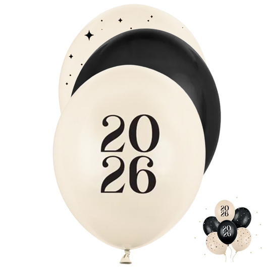 6 ballons imprimés - Ø 30cm - Happy New Year 2026
