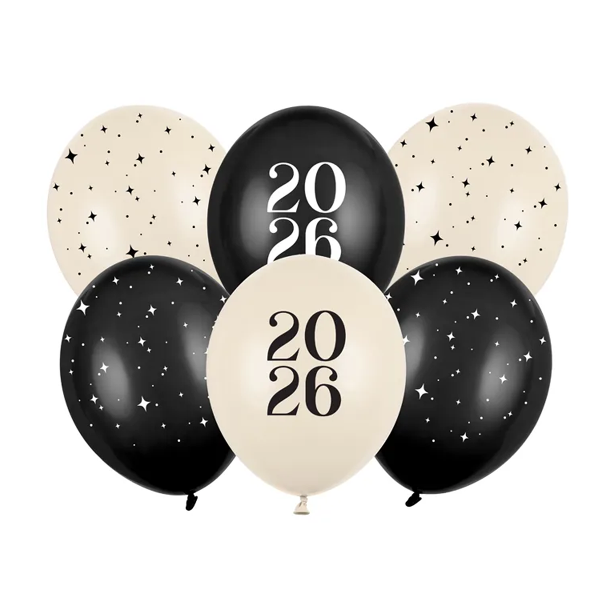 6 themaballonnen - Ø 30cm - Happy New Year 2026