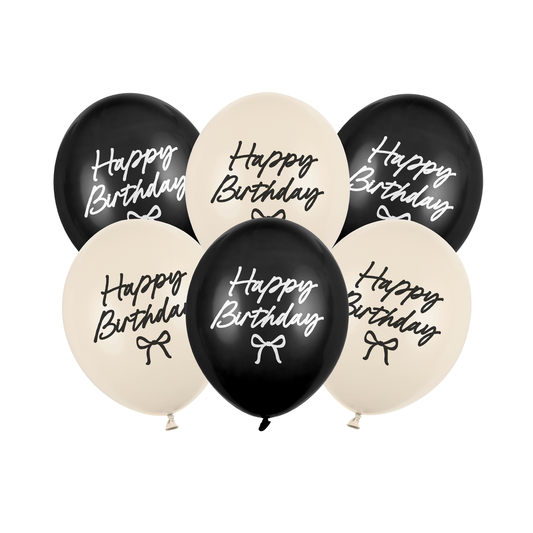 6 Motiefballonnen - Happy Birthday Strikken - 30cm