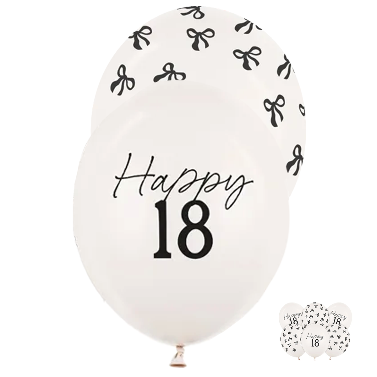 6 ballons à motifs - Ø 30 cm - Joyeux Anniversaire 18 - Blanc cassé pastel