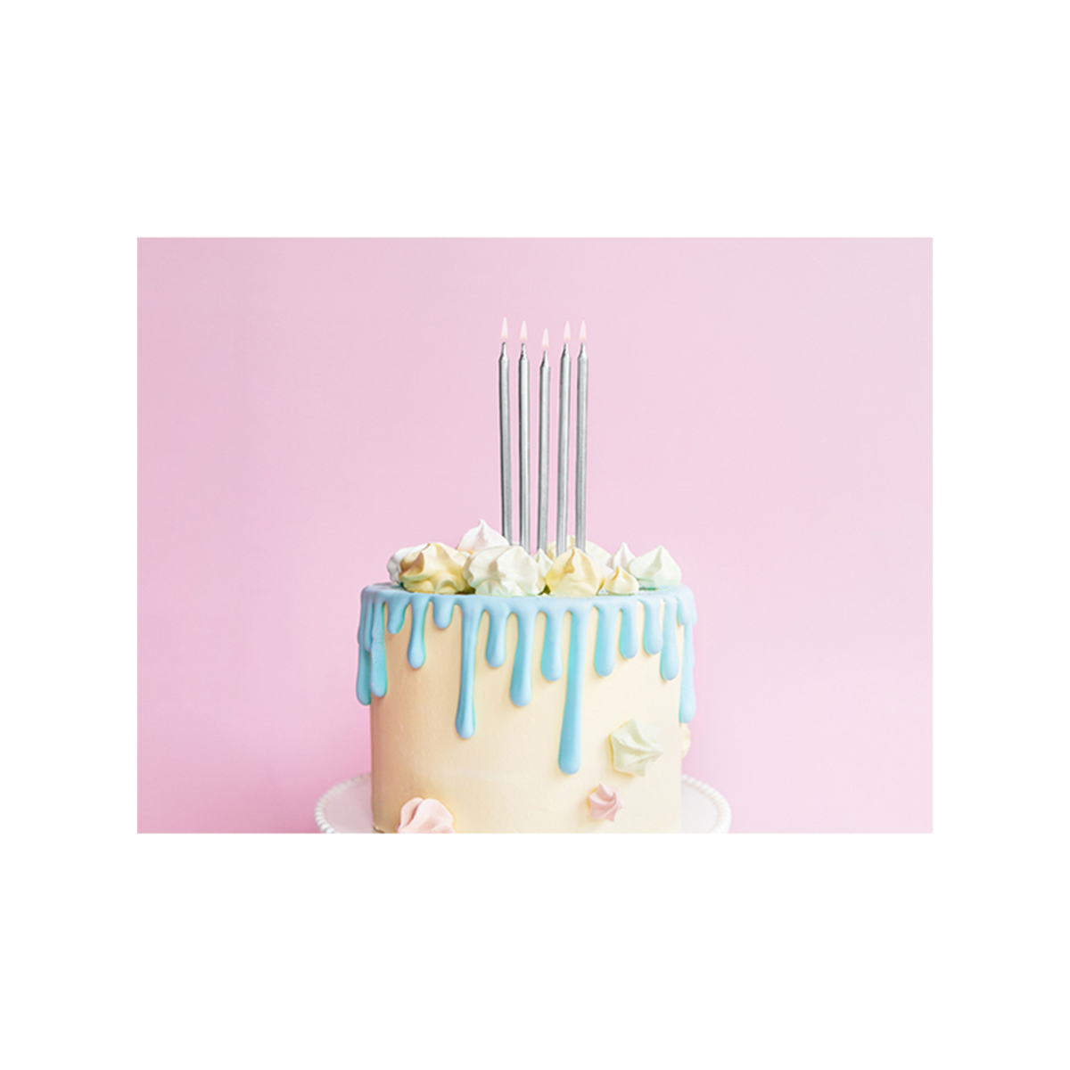 12 bougies de gâteau XL avec support - Argenté