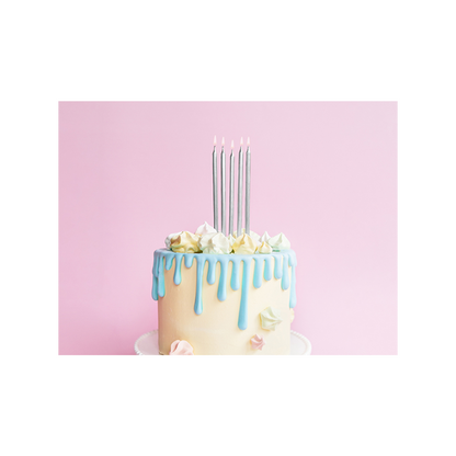 12 bougies de gâteau XL avec support - Argenté