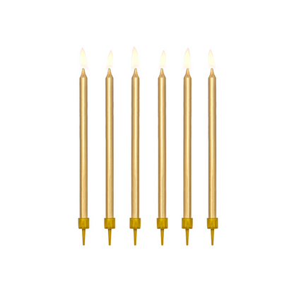 12 Taartkaarsen XL met houder - Goud