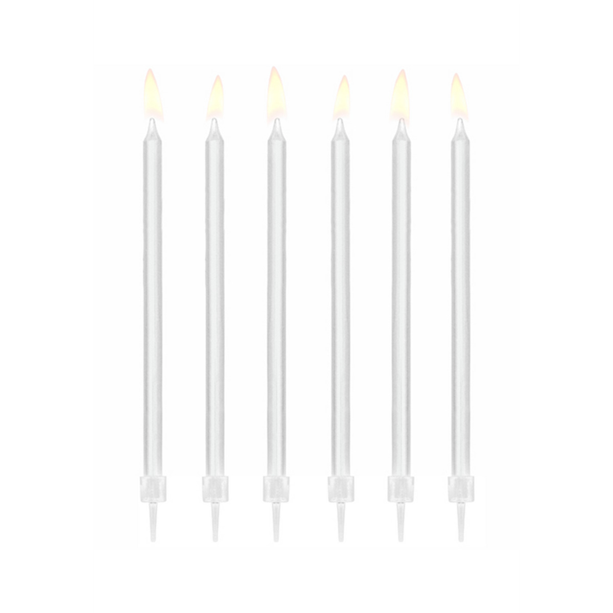 12 bougies de gâteau XL avec support - Blanc