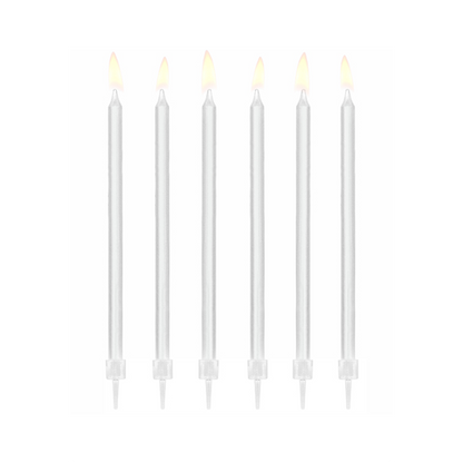 12 bougies de gâteau XL avec support - Blanc