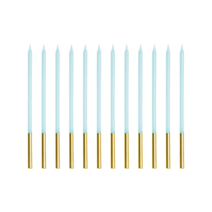 12 bougies de gâteau XL - Bleu clair Or