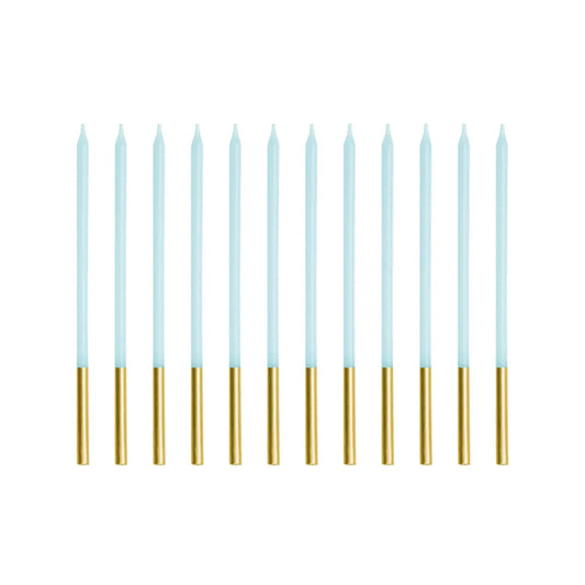 12 bougies de gâteau XL - Bleu clair Or