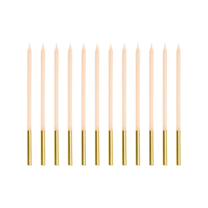 12 taartkaarsen XL - Beige Goud